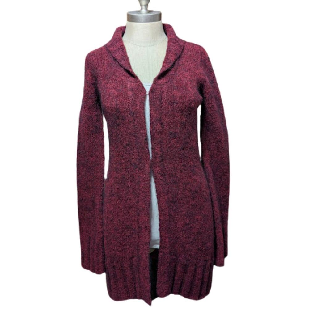 Free People Burgundy Knit Cardigan Sweater Open Front Long Women’s Size S/P USED